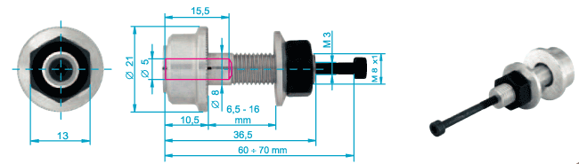 Prop Holder for motors 28xx - Shaft diameter 5 / M8x1