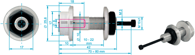 Prop Holder for motors 41xx - Shaft diameter 6 / M10x1